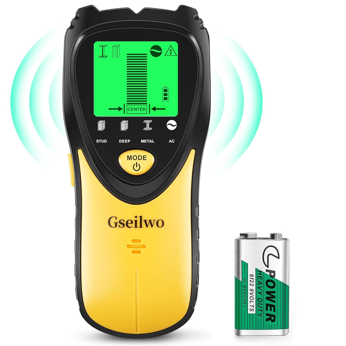 Gseilwo Stud Finder Wall Scanner, 5 in 1 Electronic Stud Detector with LCD Display and Audio Alarm, Stud Sensor Beam Finders for The Center and Edge of Wood AC Wire Metal Studs Joist Pipe