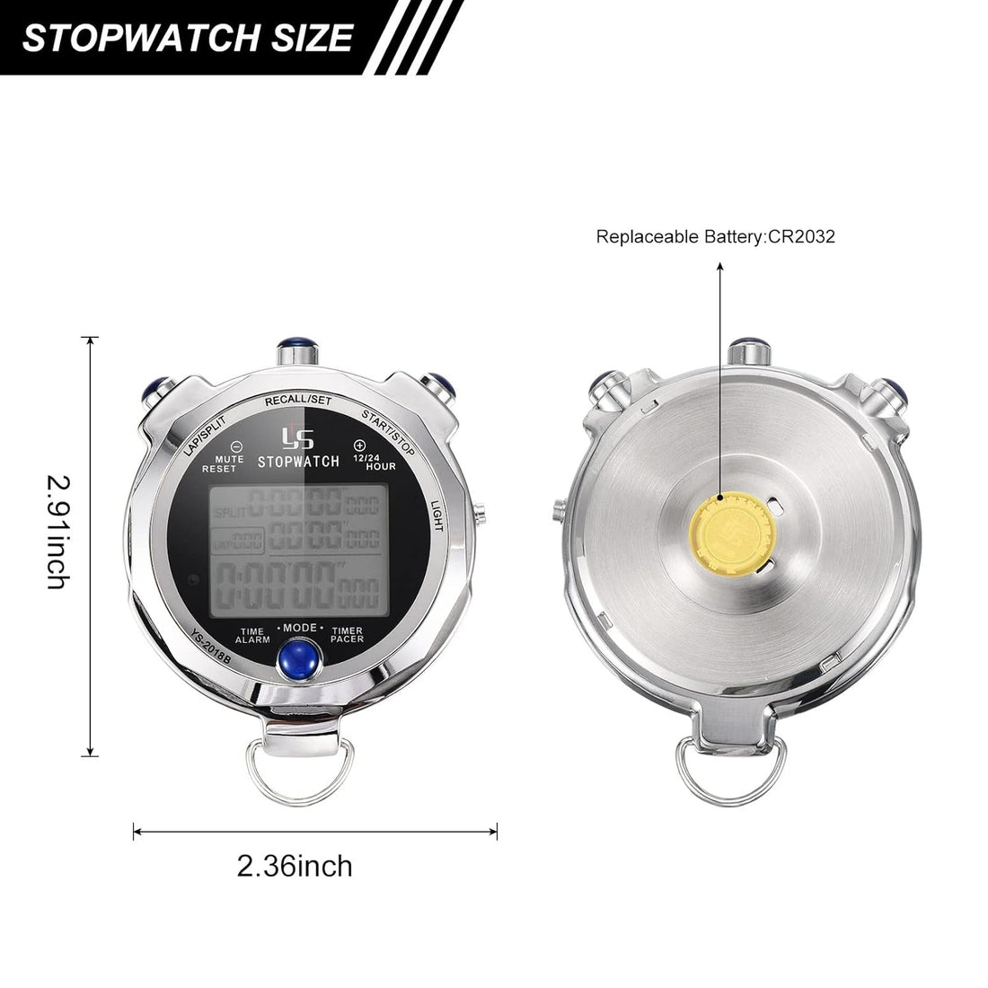 PATIKIL Metal Stopwatch Stop Watch, Stopwatch Timer with Backlight 100/200 Lap Memory 0.001 Second Timing Digital Stop Watch for Coach Sports Competitions