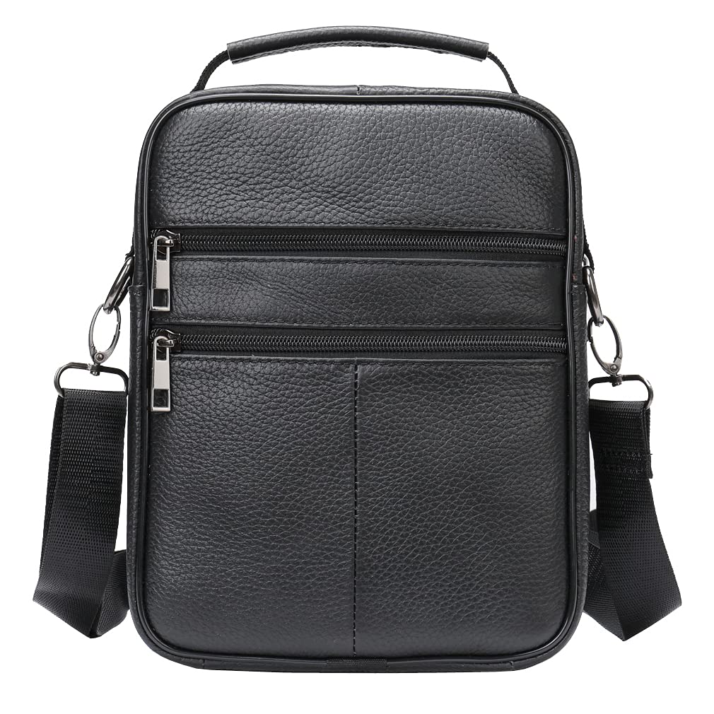 Leather Shoulder Handbag Messenger Bag for Men Outdoor Travel Business Crossbody Pack Pouch Camping Casual Daypack Pocket