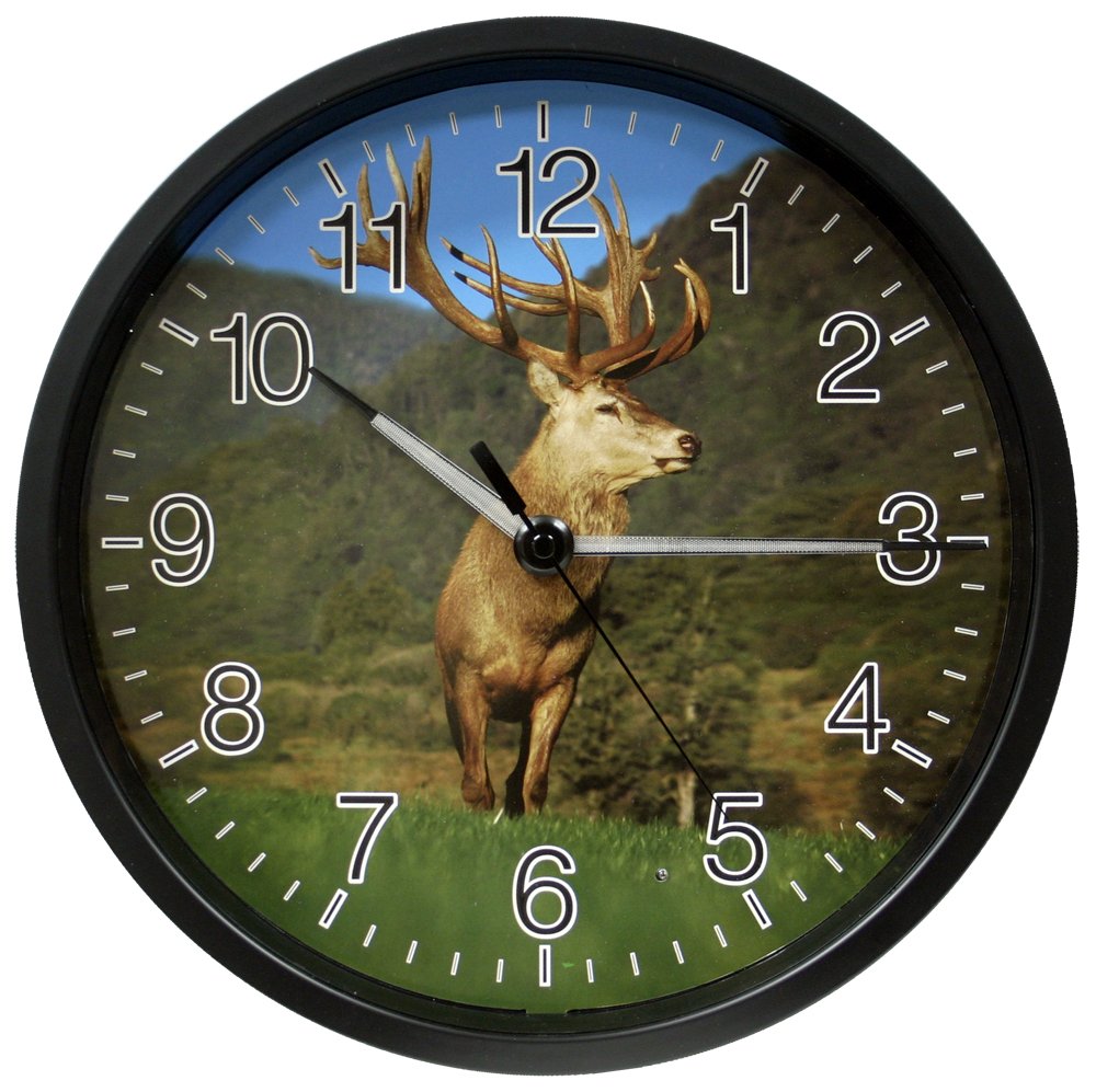 La Crosse Technology 403-312D 12 Inch Analog Clock with Lighted Hands - Extra Large Elk Design