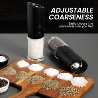 VEVOK CHEF Rechargeable Electric Salt and Pepper Grinder Set USB Black