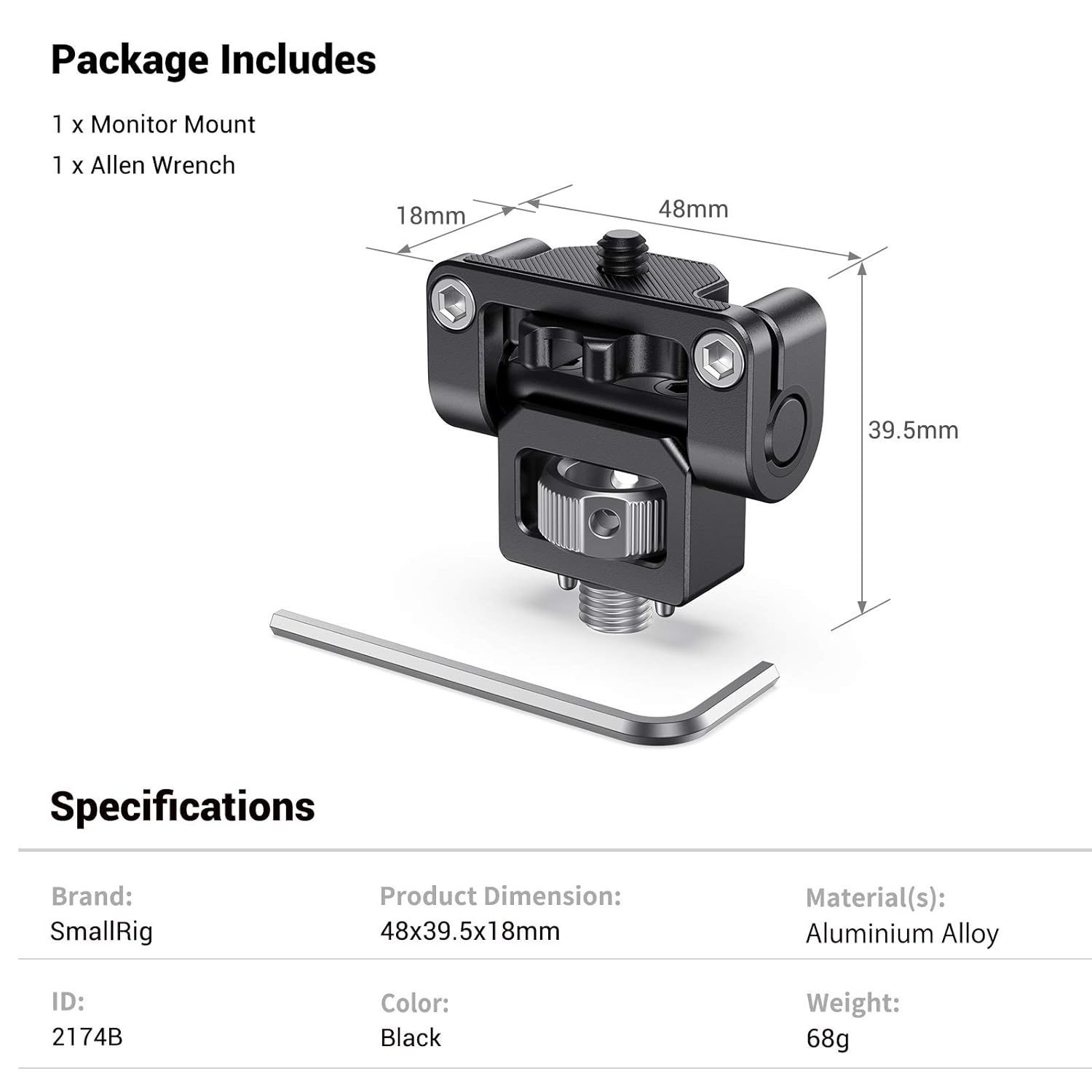 SMALLRIG Monitor Mount EVF Holder Support with Arri Locating Pins - 2174