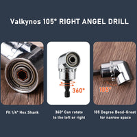 Valkynos 12 pcs Bit Holders,1/4 Inch Hex Shank Drill Bit Holder,Keychain Extension Bar for Quick Change, 105 Degree Right Angle Drill Attachment for Tight Spaces with 1/4 inch Hex Quick Change Drive