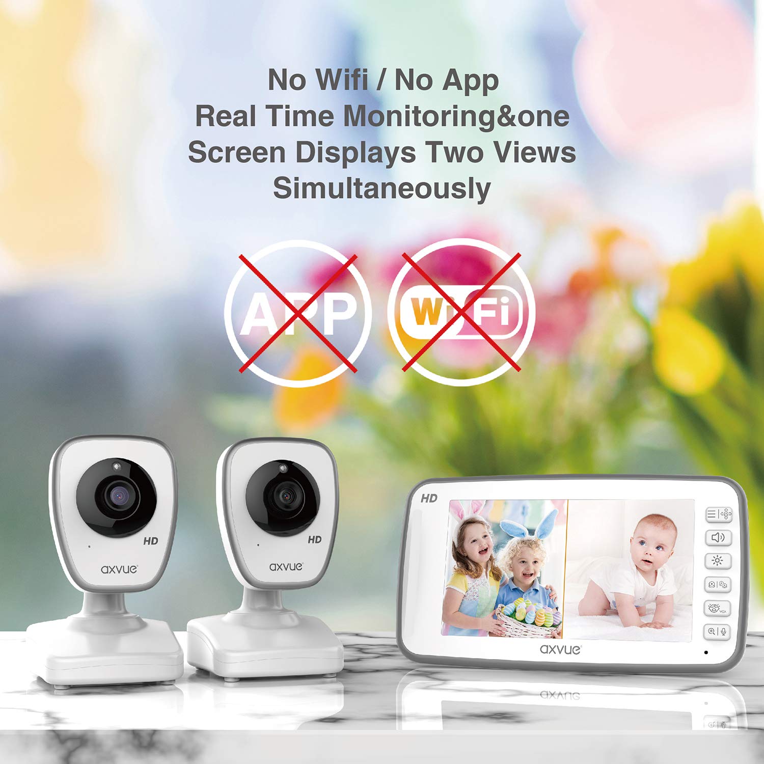 [HD] Video Baby Monitor, 720P 5" HD Display, IPS Screen, 2 HD Cams, 12-Hour Battery Life, 1000ft Range, 2-Way Communication, Secure Privacy Wireless Technology