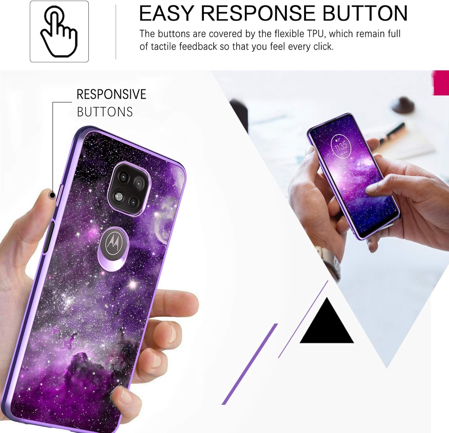 BENTOBEN Compatible with Moto G Power 2021 Case, Slim Fit Glow in The Dark Soft Flexible Bumper Protective Anti Scratch Non-Slip Cute Cover for Motorola Moto G Power (2021) 6.6 Inch, Purple Nebula