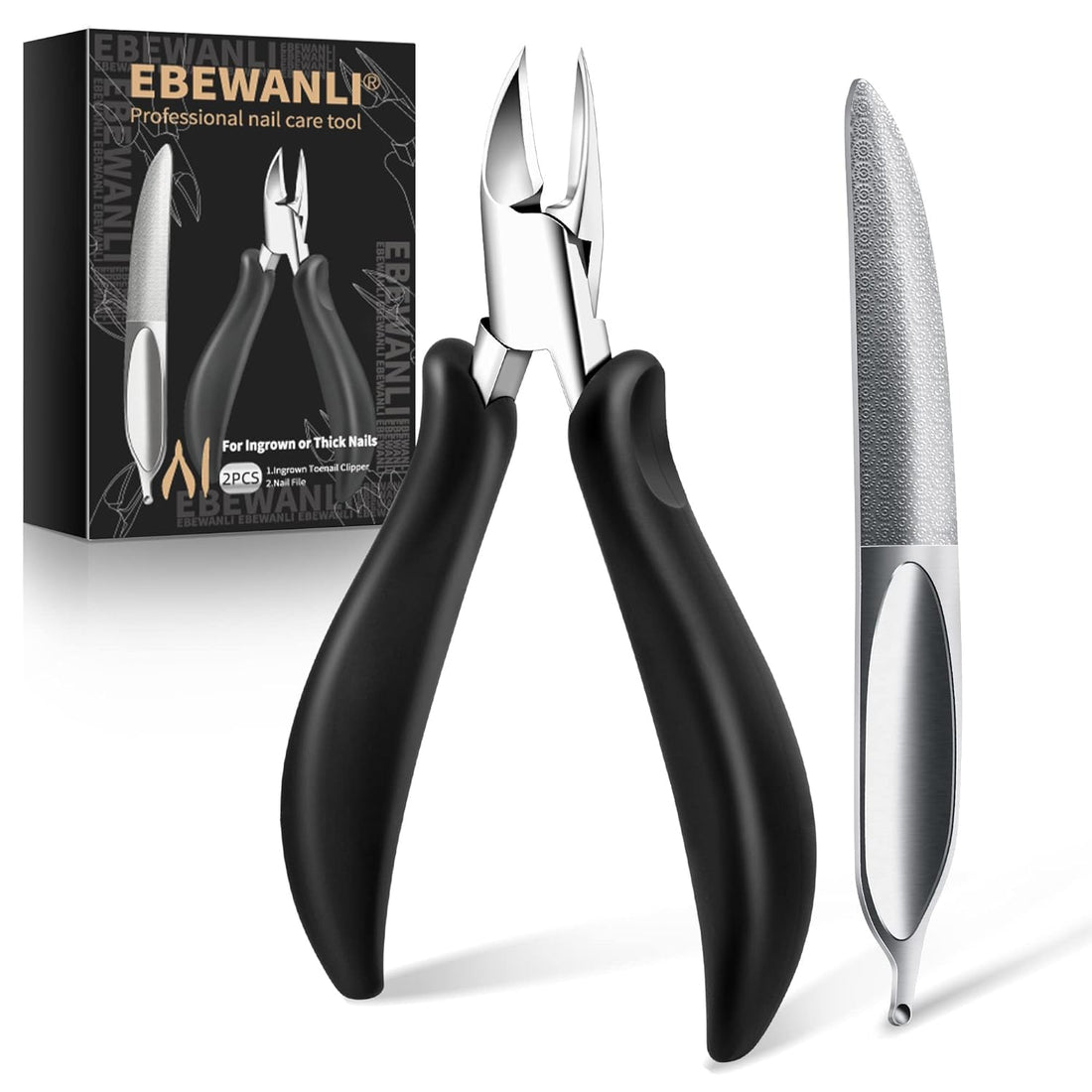 EBEWANLI Ingrown Toenail Clippers, Medical Grade Toenail Clippers for Thick Nails, Stainless Steel Heavy Duty Toenail Clippers for Seniors, Men, Women, Adult Podiatrist Professional Pedicure Tool