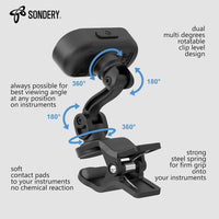 Sondery Clip On Tuner Rechargeable TFT Screen for Guitar Bass Ukulele and Wind Instruments, Headstock Chromatic Tuner Pitch 410-460Hz, Easy to Read in Strong Light, Dual-Rotating Hinges