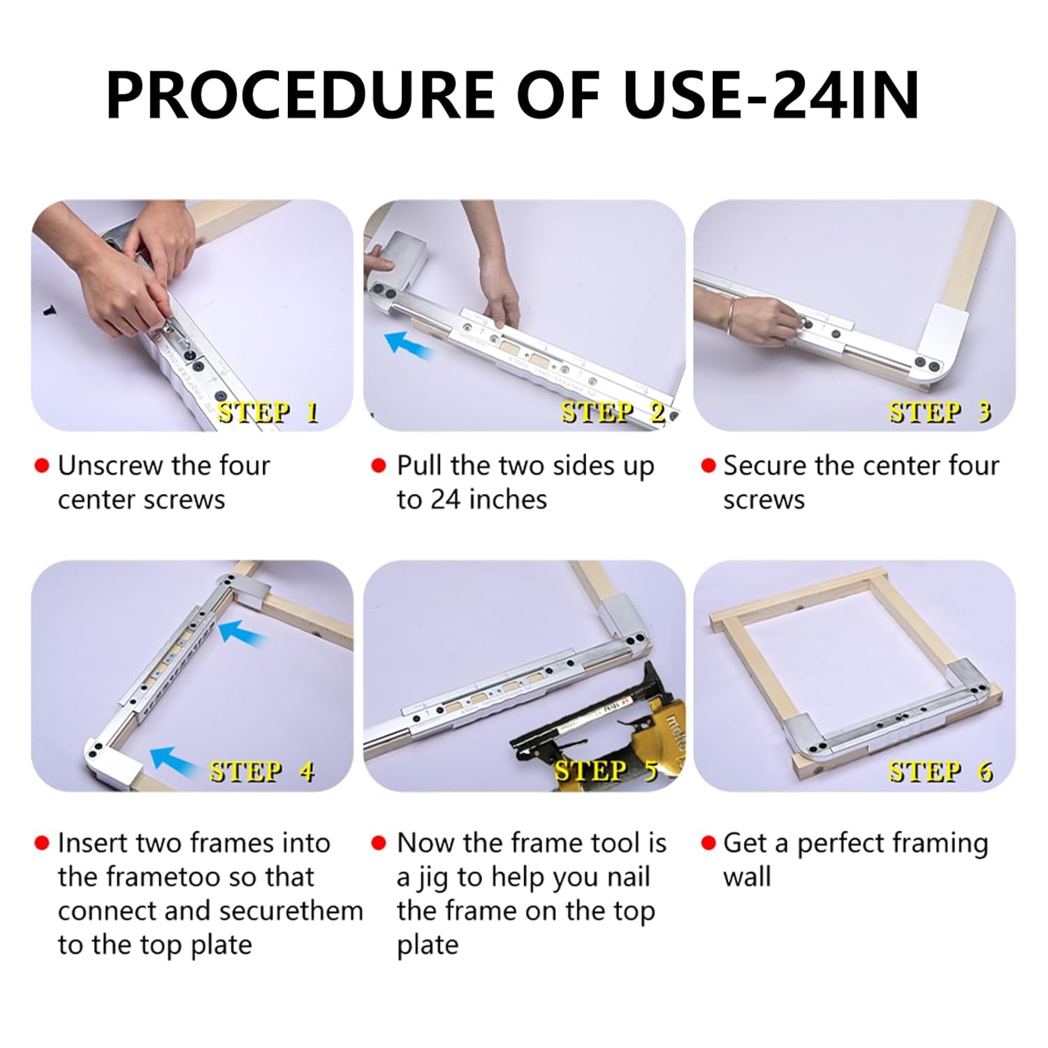 JQSKUNP Full CNC Aluminum 16-24 INCH On-Center Stud Layout Tool - Precision Wall Stud Framing Tool(Color Silver)