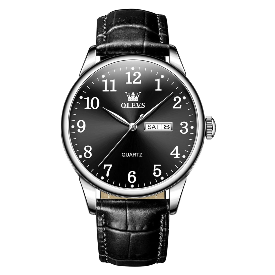 QBAIZI Men's Casual Watches Brown Black Leather Strap Fashion Business Easy to Read Dress Watch for Men Waterproof Luminous Day Date Analog Quartz Wrist Watches