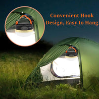 IUSEIT Camping Lantern Rechargeable, Portable Hanging Tent Light, 3 Light Modes,Magnet Base,Emergency Power Bank for Camping Hiking Backpacking Outage（2 Pack）