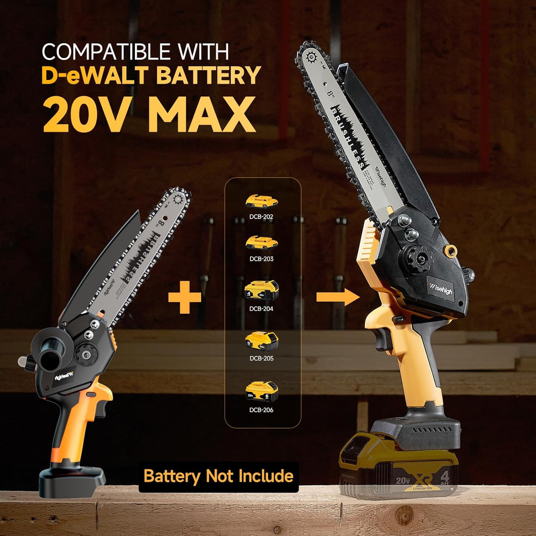 Cordless Mini Chainsaw For DeWALT 20V Max Battery, Mini Chainsaw 8inch With 2023 Upgrade Brushless Motor, Portable Electric Chainsaw For Tree Branches,Courtyard, Household And Garden (Tool Only)