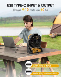 DOWILLDO Portable Camping Fan for Tents - 20000mah Rechargeable Battery Operated Fan With LED Light, Portable Travel Fans for Home, Desk, Outdoor, Sleeping