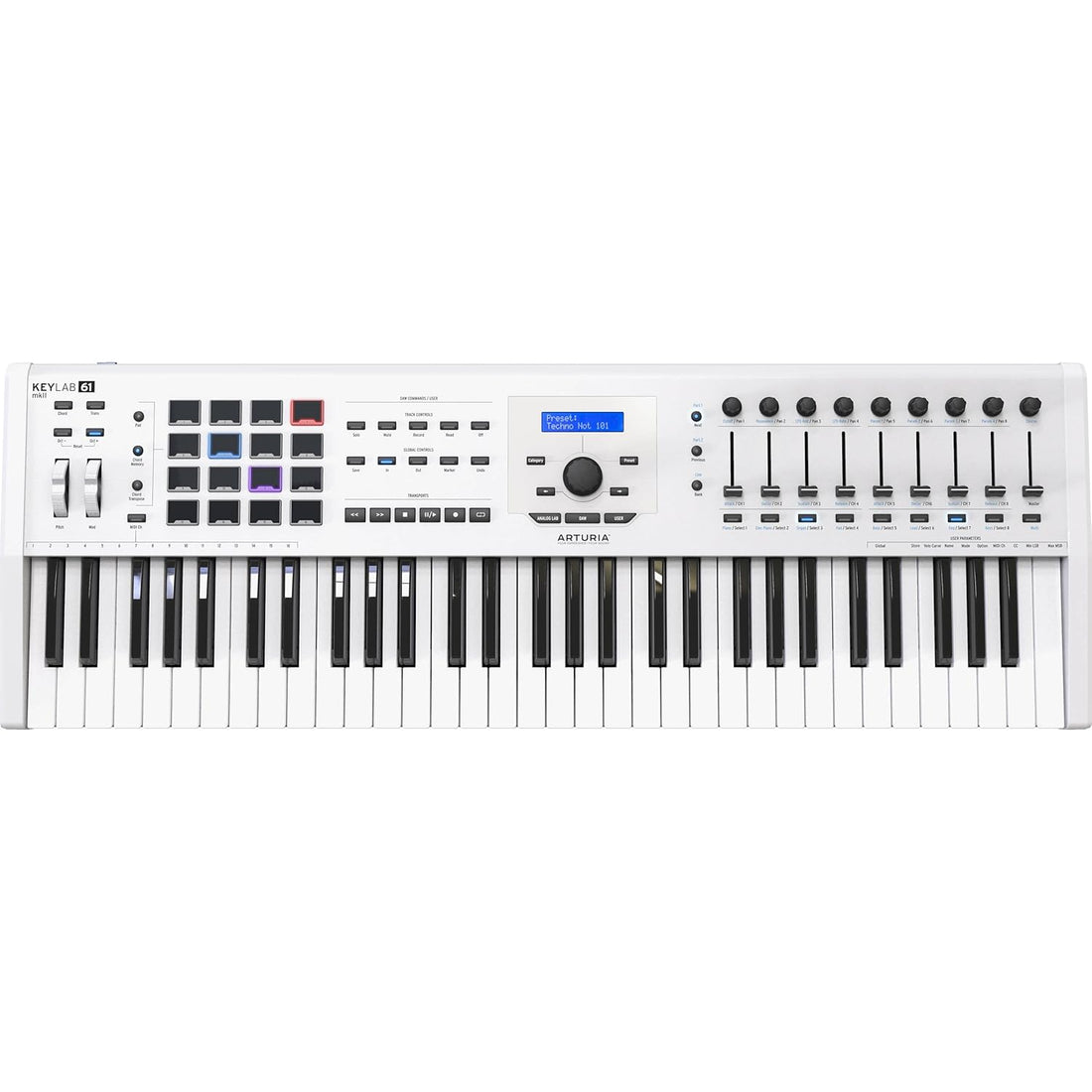 Arturia KeyLab 61 MKII Professional MIDI Controller and Full V Collection 6 Software (White)