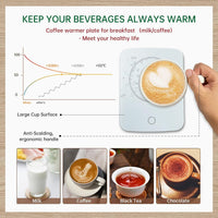Misby Mug Warmer, Coffee Warmer with Mug Set, Coffee Cup Warmer for Desk Auto Shut Off Keeps Tea, Cocoa, Milk Hot for Office, Home, Travel, Use, Christmas/Birthday Gift (Include Cup)