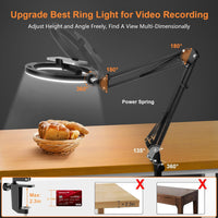 Upgrade Ring Light Overhead,Evershop Selfie Ring Light with Stand and Phone Holder,10”Circle LED Portable Ring Light with Remote Control for Video Recording,Zoom Meeting,Live Streaming Tiktok,YouTube