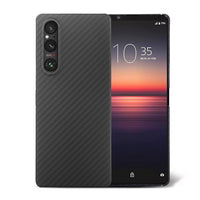 GIMENOHIG Ultra Thin and Lightweight Aramid Carbon Fiber Case for Sony Xperia 1 V (Black)