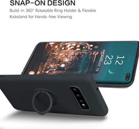 BENTOBEN Samsung Galaxy S10 Plus Case, Slim Silicone Soft Rubber with 360° Ring Holder Kickstand Car Mount Supported Protective Phone Cases Cover for Samsung Galaxy S10+ Plus 6.4 Inch (2019), Black