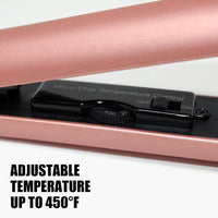 Supreme Ceramic Flat Iron 2.0 Ceramic Hair Straightener | 450° F High Heat | Create Straight & Curly | Dual Voltage | Adjustable Temperature | for All Hair Types | Karma Beauty (Rose Gold)