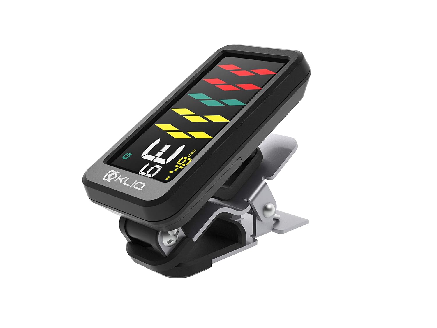 KLIQ ProTuner - Professional Clip-On Tuner for All Instruments with optional flat tuning (variable display modes
