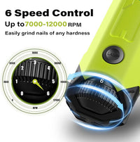 6-Speed Dog Nail Grinder with 2 LED Lights- Newest Pet Nail Grinder Rechargeable Quiet Electric Dog Nail Trimmer for Large Medium Small Dogs Painless Paws Grooming & Smoothing Tool (Green)