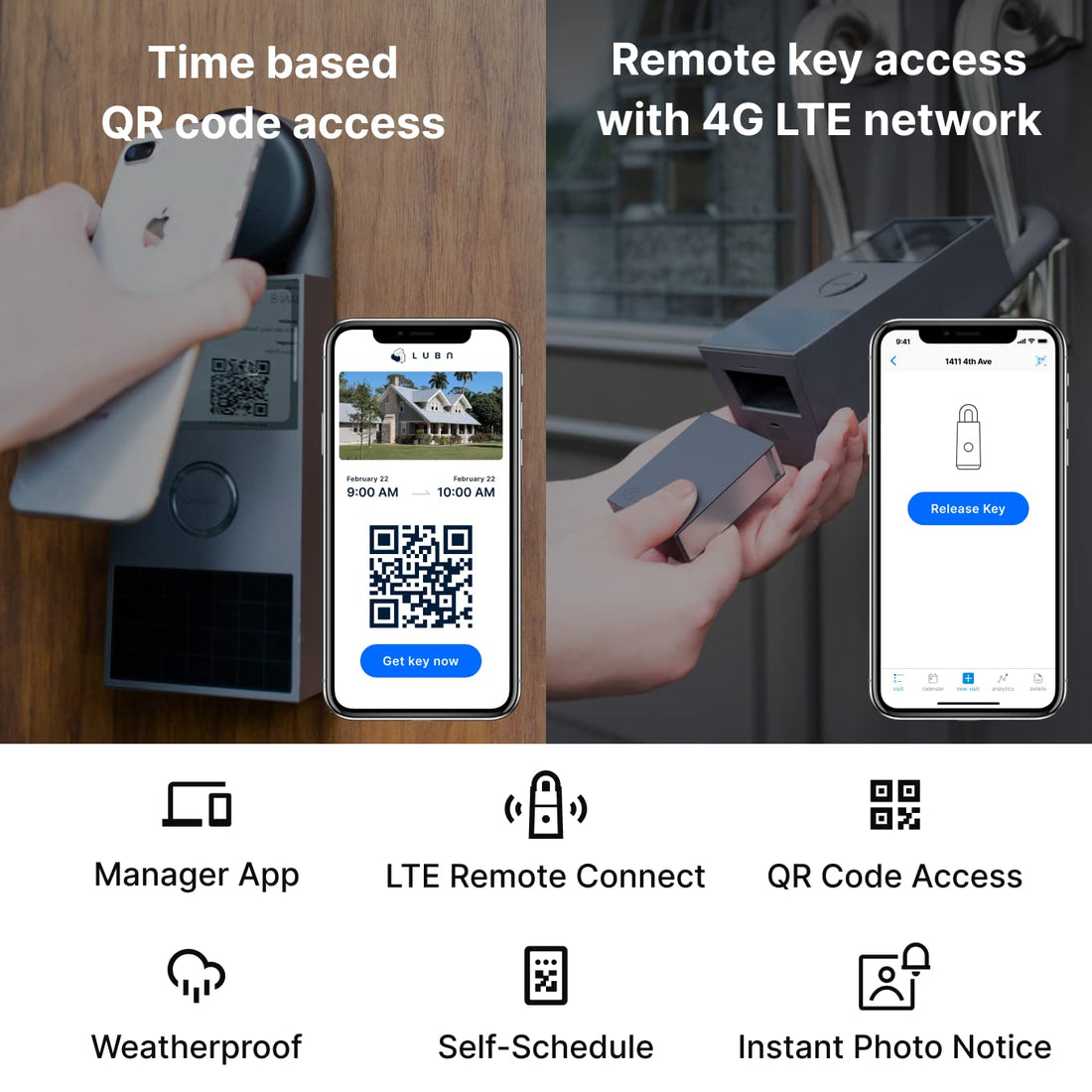 Lubn LTE Smart Camera Key Lock Box, Remote APP Key Box with QR Code Secure Access, Durable Outdoor Weatherproof Portable Digital Key Safe, Instant Visitor Check-in Photo Notice(Free 3 Month LTE Data)