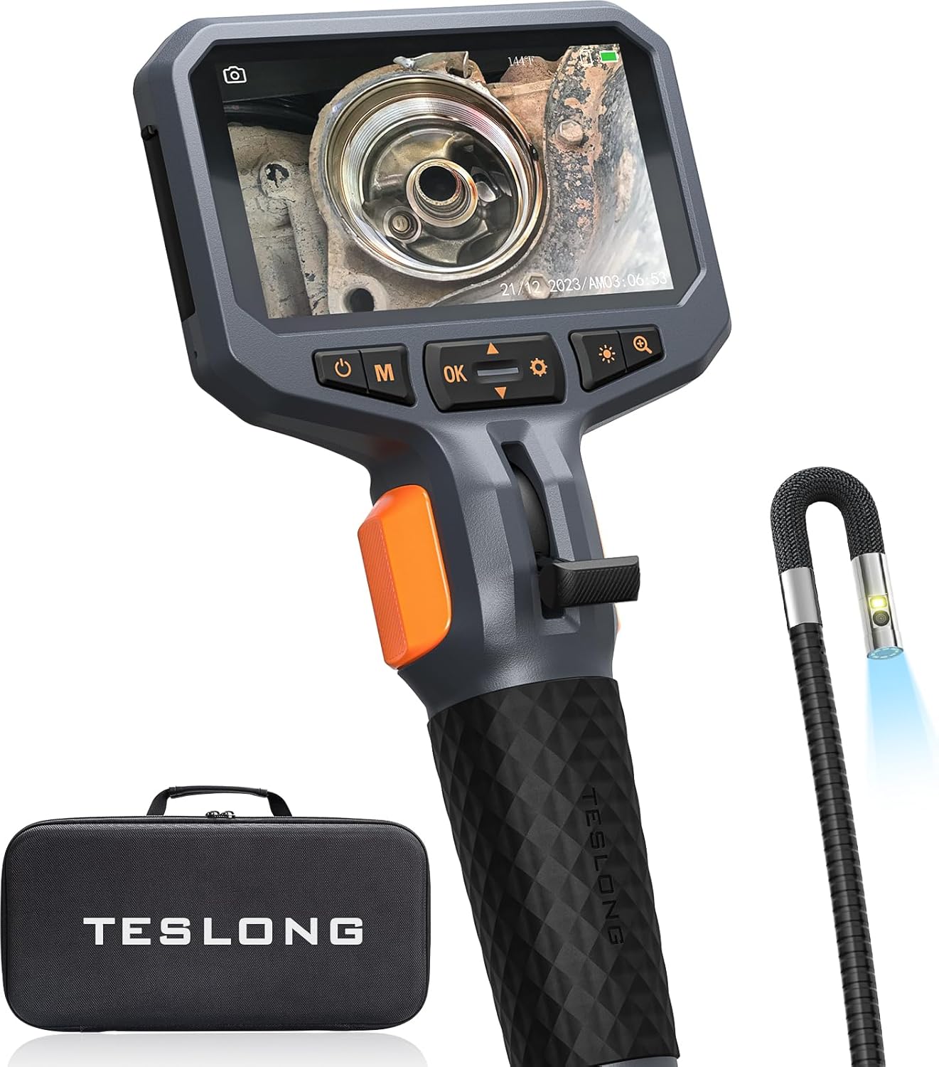 Articulating Borescope with Dual Lens Endoscope Camera – Front View