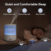 ASAKUKI Humidifiers for Bedroom Home, Top Fill 3L Ultrasonic Cool Mist Humidifier for Baby Nursery & Plants, 3-IN-1 Quiet Air Humidifier Oil Diffuser & Night Light with 360°Nozzle, Auto Shut-off, 30H