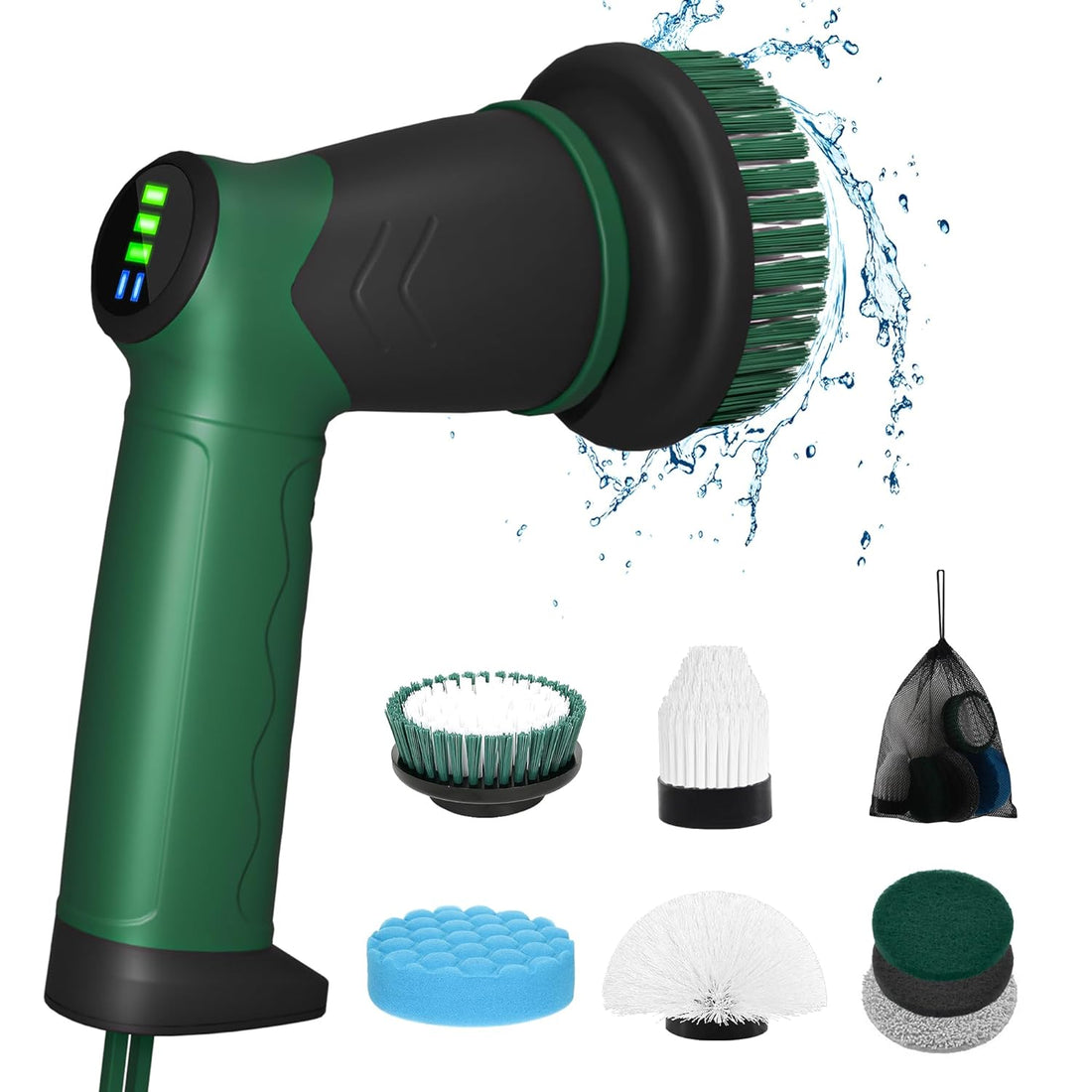 DAESUNG Electric Spin Scrubber, Shower Scrubber for Bathroom Electric Cleaning Brush with 7 Replaceable Electric Scrubber for Cleaning Wall, Stove, Tile, Bathtub, Toilet, Window