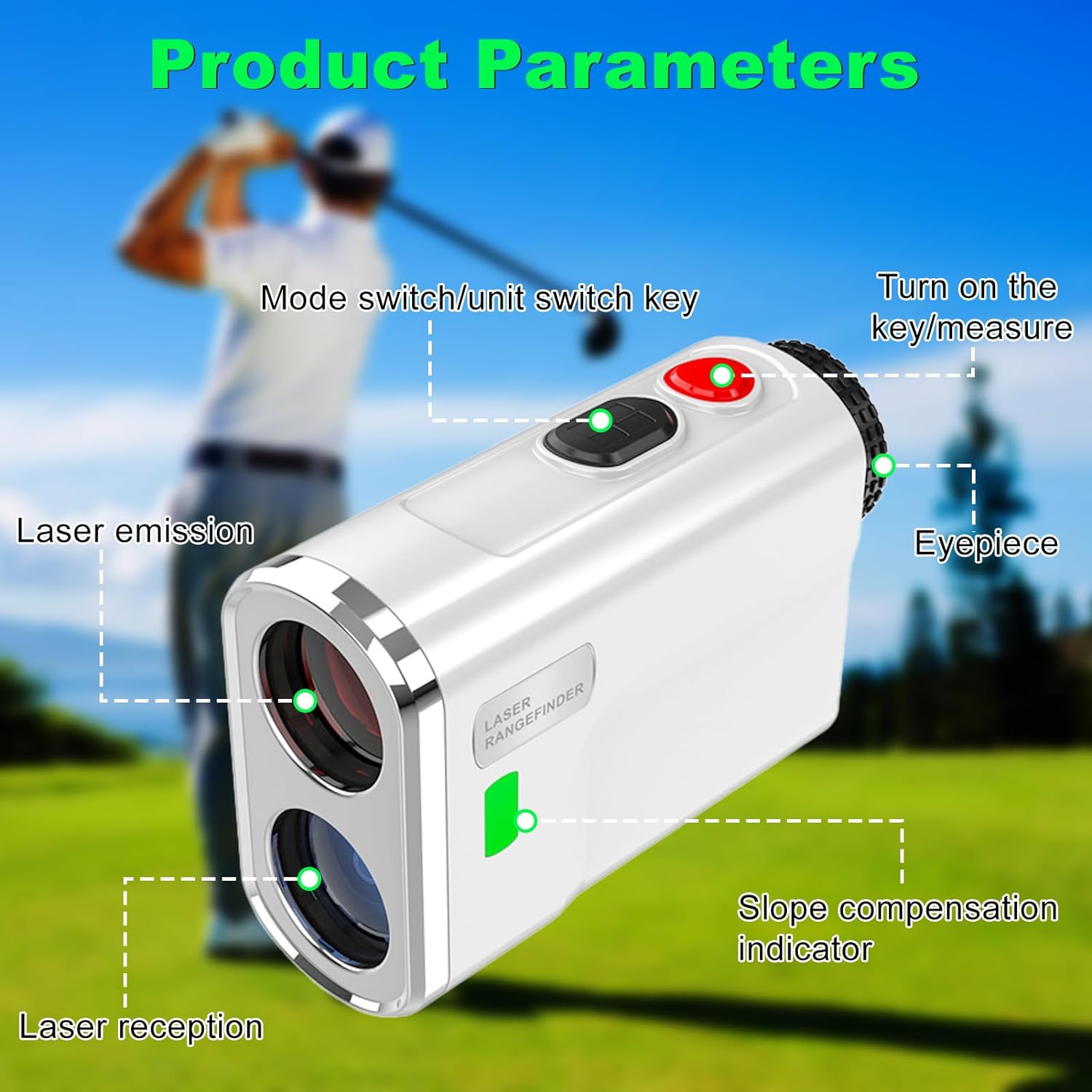 Pilipane Golf Rangefinder, 765Yards Distance Finder with Slope, 6X Magnification, Continuous Measurement for Golfers