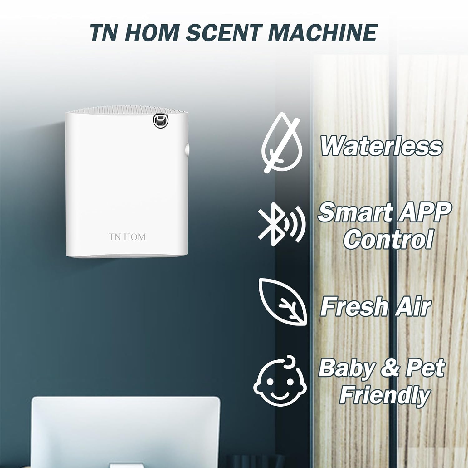 TN HOM Smart Bluetooth Scent Air Machine for Home, Cold Air Technology Waterless Essential Oil Diffuser 300ML, Scent Cover Up to 1,700 Sq. Ft - Aromatherapy Diffuser for Large Room, Office, Hotel