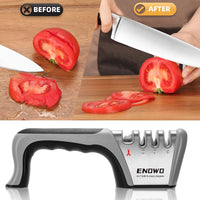 enowo Premium Knife Sharpeners,4 Stage Kitchen Knives Sharpener Helps Repair,Restore & Polish Straight-Edge Dull Knives & Sharpen Scissors Quickly and Safely,Easy to Use Blade Sharpener