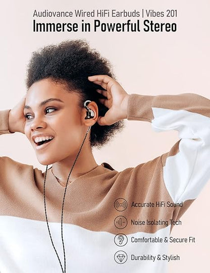 Ear Vibes: Vibes 201 Wired Earbuds Noise-Cancelling – Side View