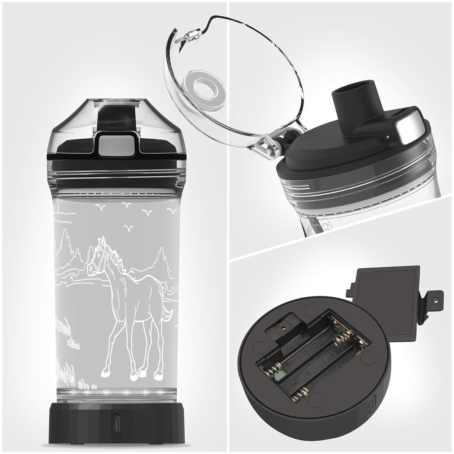 YuanDian Light Up Kids Water Bottle with 3D Horse Design- 14 OZ Tritan BPA Free Eco-Friendly - Cool Drinking Cups Gift for School Kids Boy Girl Child Christmas Holiday