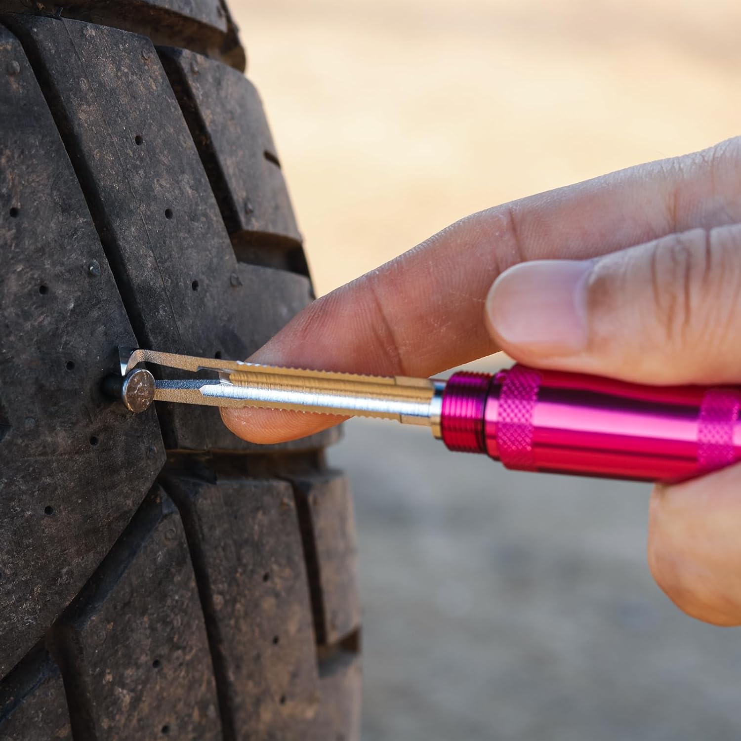 Uwueri Compact Tire Repair Kit for Motorcycle (Pink)