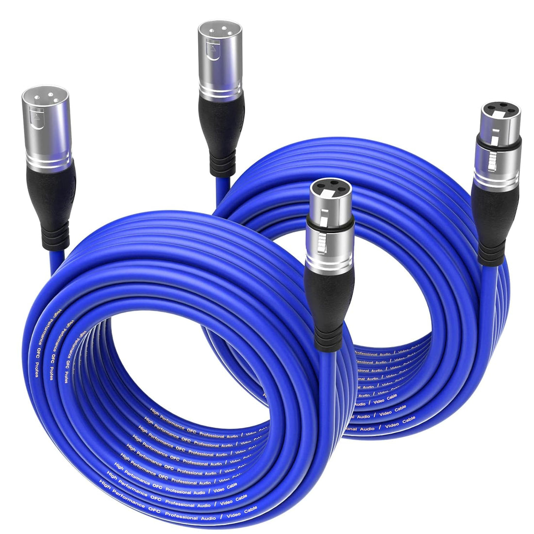 EBXYA XLR Cable 50ft 2 Packs - Premium Balanced DMX Cable with 3-Pin XLR Male to Female Microphone Cable, Blue