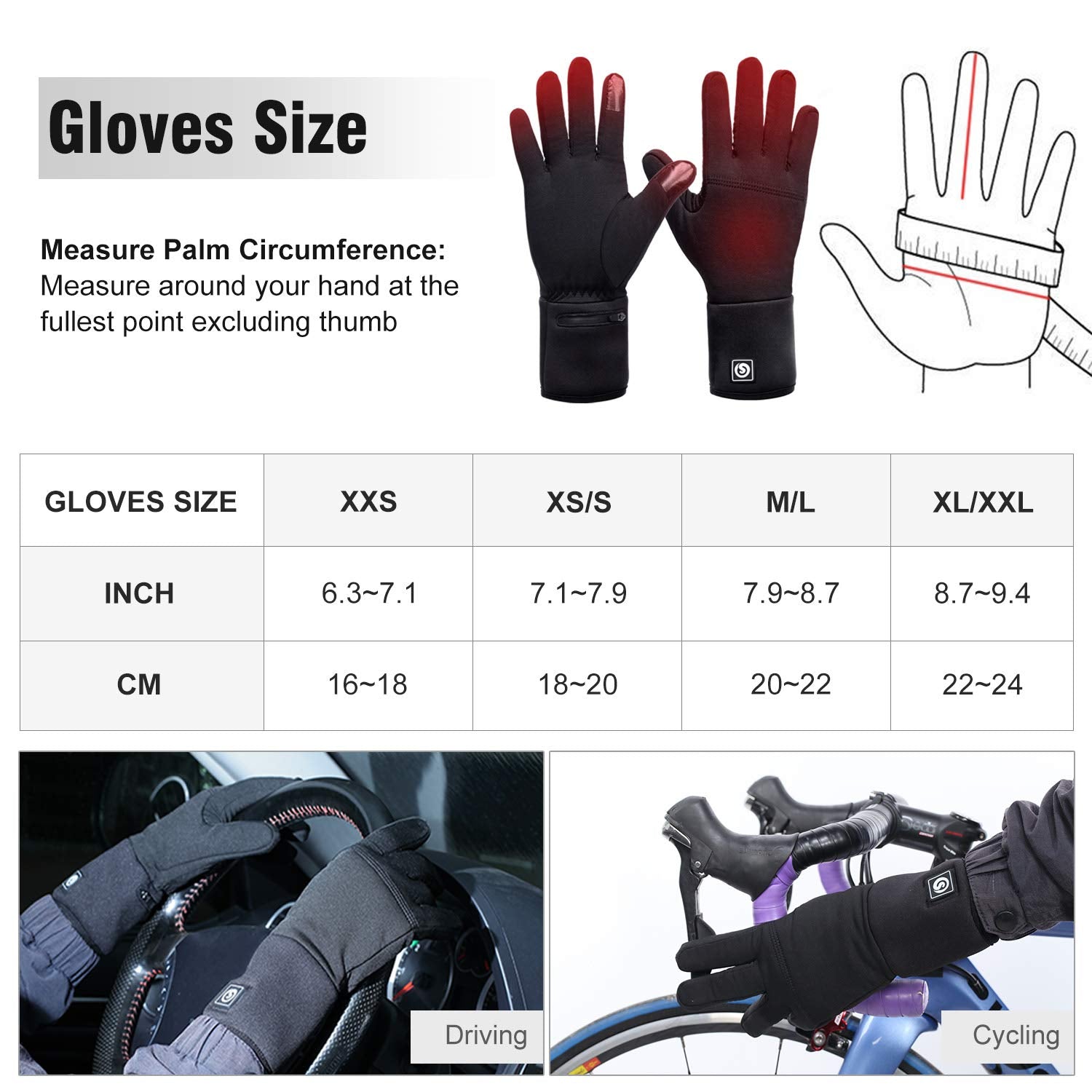 Heated Glove Liners for Men Women, Rechargeable Battery Electric Heated Gloves, Winter Warm Glove Liners for Arthritis Raynaud, Thin Gloves Riding Ski Snowboarding Hiking Cycling Hand Warmers