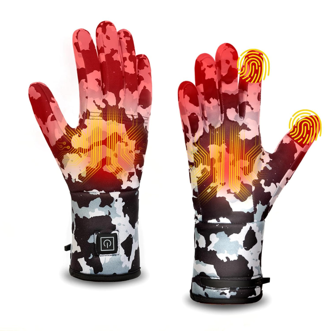 Heated Glove Liners for Men Women, Rechargeable Hand Warmers, Thin Camouflage Touchscreen Battery Electric Gloves Liner