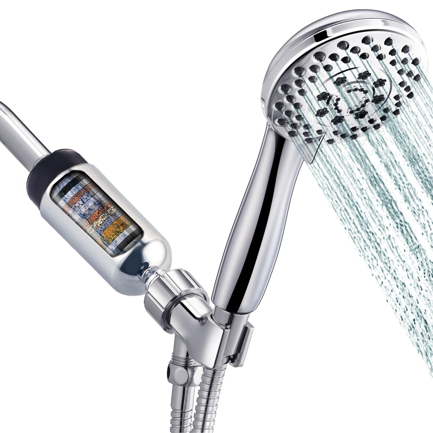 REINVIGU 18 STAGE filtered shower head with handheld clean hard water high out put flow with strong pressure,remove chlorine/fluorine to softener with long hose