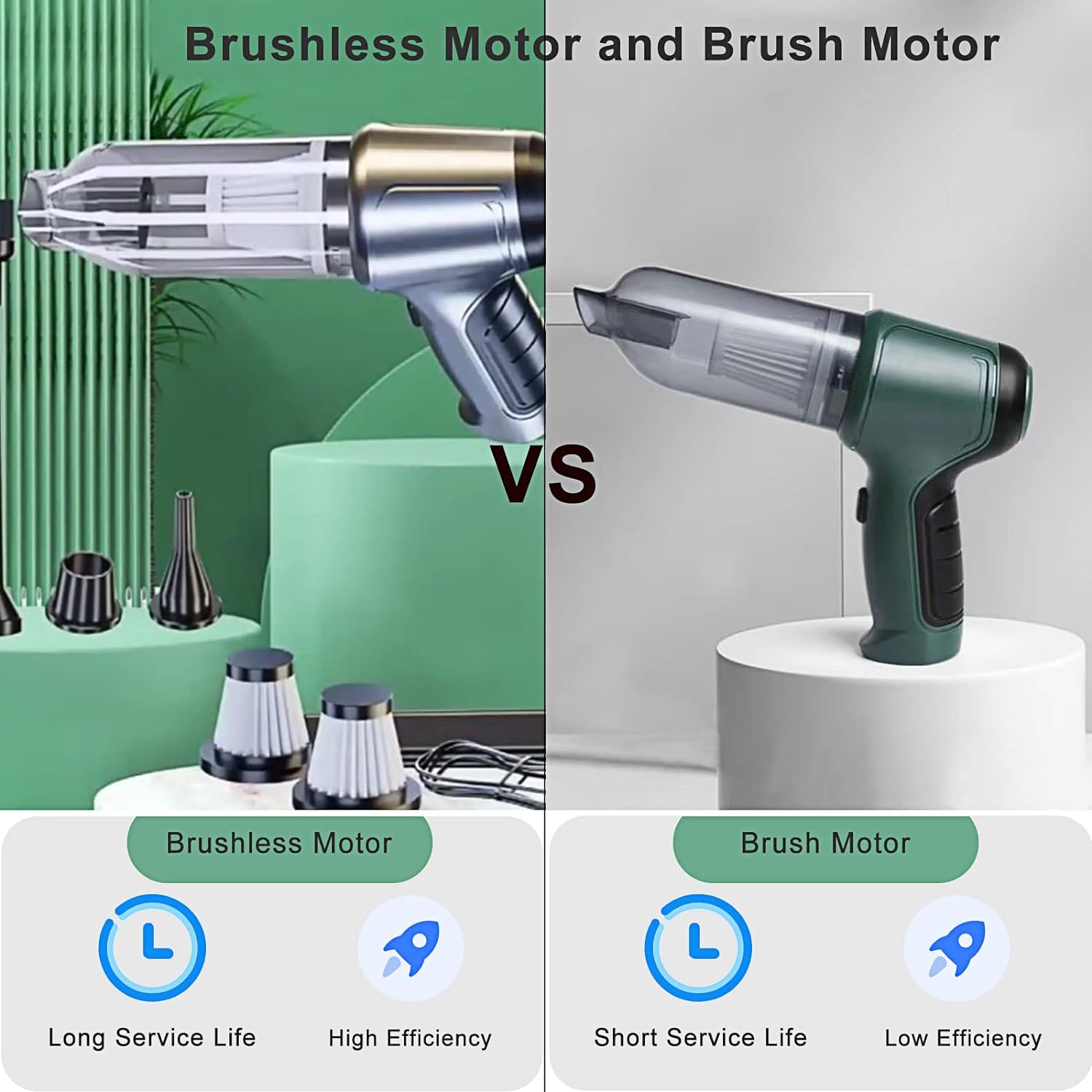 ARUOXIN AROUXIN Cordless Handheld Vacuum Cleaner, 12000Pa 75000 RPM Car Cleaner Built-in Brush-Less Motor Dual Suction Modes Ultra Light Rechargeable Wet Dry for Car,Home,Pet Hair Silver