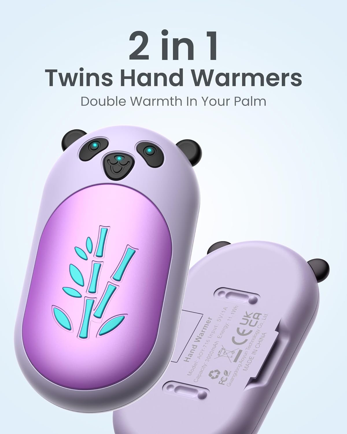 Hand Warmers Rechargeable 2 Pack, 6000mAh Electric Hand Warmer Reusable, 40Hrs Long Heating, Portable Pocket Heater Handwarmer Great Gift for Women Men, Outdoor Camping, Hunting Gear Hand Warmers