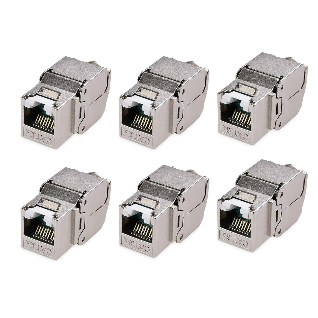 Cable Matters 6-Pack, Cat6a Metal Shielded RJ45 Keystone Jack