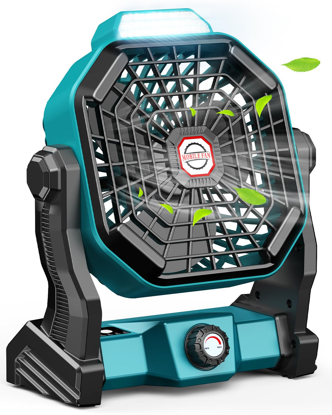 JINLICTE Camping Fan with LED Lantern, 10400mAh 9-Inch Rechargeable Outdoor Tent Fan, 270°Head Rotation, Stepless Speed and Quiet Battery Operated USB Fan for Picnic, Barbecue, Fishing, Travel
