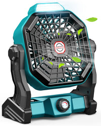 JINLICTE Camping Fan with LED Lantern, 10400mAh 9-Inch Rechargeable Outdoor Tent Fan, 270°Head Rotation, Stepless Speed and Quiet Battery Operated USB Fan for Picnic, Barbecue, Fishing, Travel