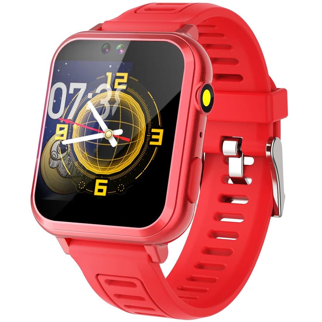 Waterproof Touch Screen Smart Watch with 24 Puzzle Games HD Camera Music Player Pedometer Alarm Clock and Selfie Cam - Great Learning Toy for Kids (Red)