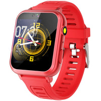 Waterproof Touch Screen Smart Watch with 24 Puzzle Games HD Camera Music Player Pedometer Alarm Clock and Selfie Cam - Great Learning Toy for Kids (Red)