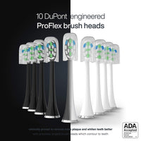 Aquasonic Duo PRO Dual Handle Ultra Whitening 40000 VPM Electric Smart Toothbrush with 4 Modes, Smart Timers, UV Sanitizing, Wireless Charging Base - 10 ProFlex Brush Heads, 2 Travel Cases for Adults