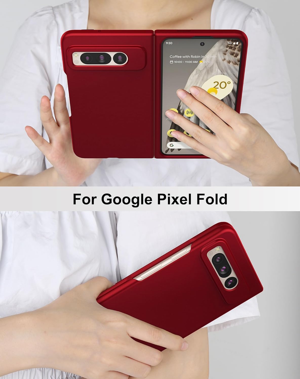 Foluu Case for Google Pixel Fold 2023, Ultra Thin Slim Fit Matte PC with Non-Slip Grip Full Protection Protective Cover for Google Pixel Fold 2023 (Red)