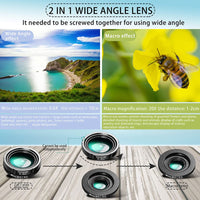 Mcoplus Cell Phone Camera Lens 4 in 1 Clip-on Phone Lens Kit, 28X Telephoto Lens & Fisheye Lens & 0.6X Wide Angle Lens & 20X Macro Lens, for iPhone and Android Smartphones Cell Phones