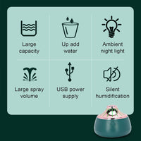 200ml Air Humidifier, USB Charging Aromatherapy Diffuser Desktop Light Mini Mist Maker for Home, Baby, Large Room(Green + rose gold)