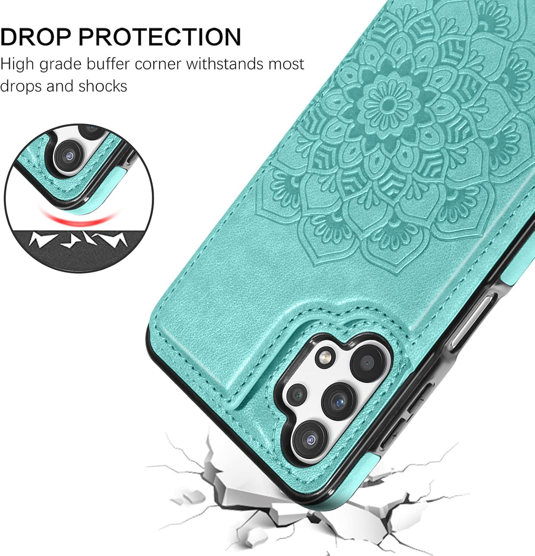 BENTOBEN Galaxy A32 5G Wallet Case, PU Leather Heavy Duty Rugged Shockproof Protective Cases with Card Slots Cash Holder Phone Case for Samsung Galaxy A32 5G 6.5 Inch 2021, Mint Green